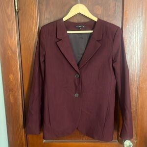 Theory Burgundy Red Two Button Wool Blazer Made in USA